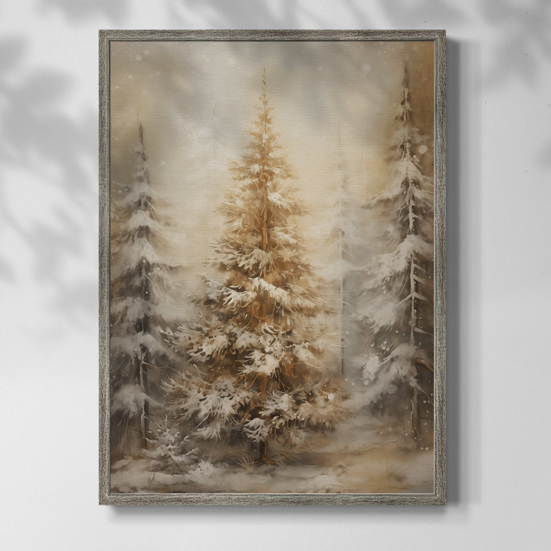 «Christmas Holiday Art», reproduction encadrée en bois massif, H 15 po x l 12 po