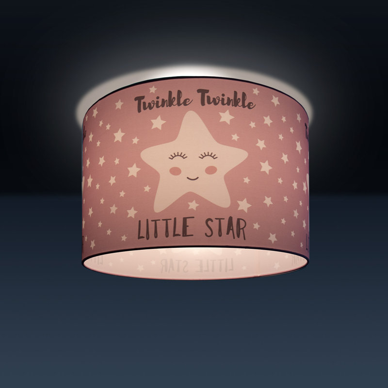 Jibril Fabric Flush Ceiling Light, Pink/White