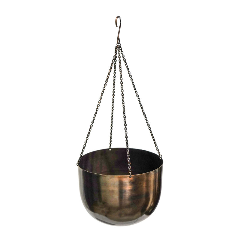 Metal Hanging Planter, 21cm H x 30cm W x 30cm D, Mocha