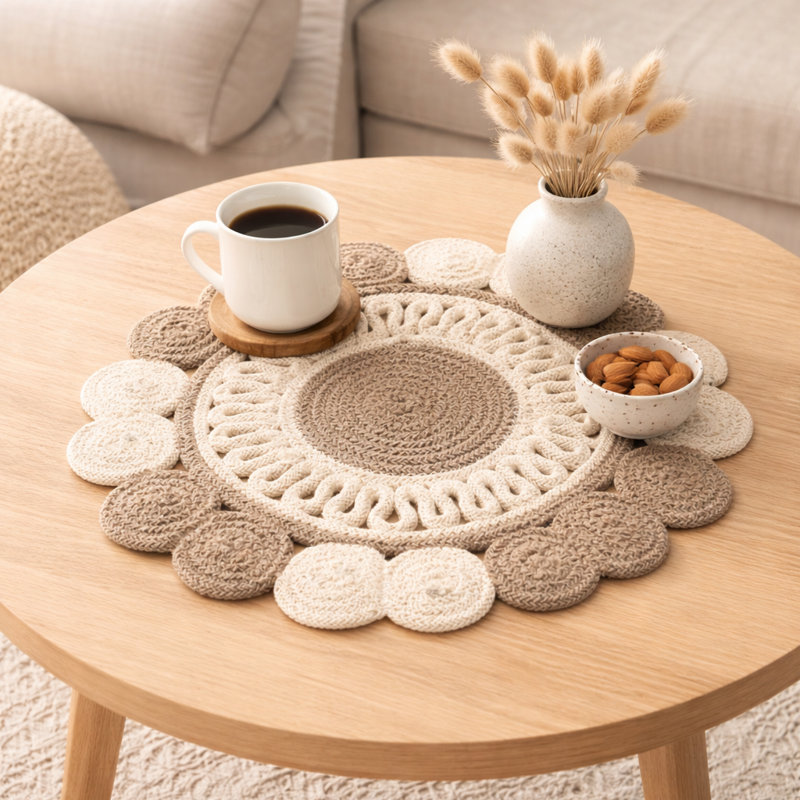 Cotton Floral Placemat, Grey