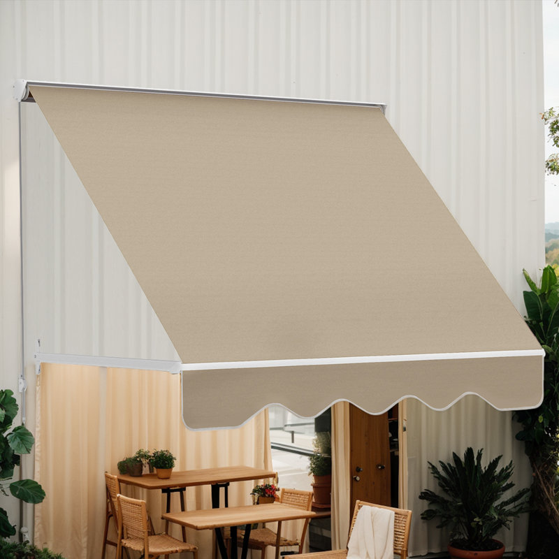 6' Drop Arm Retractable Awning - Sun Protection, Aluminum Fasteners, Ideal For Outdoor Living