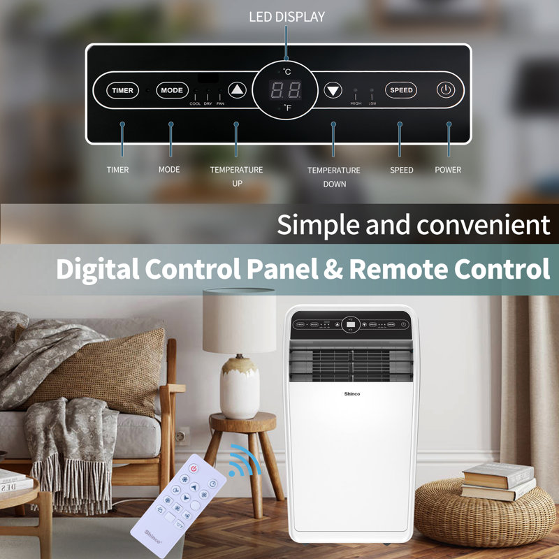 12,000 BTU(ASHRAE) Portable Air Conditioner with Remote