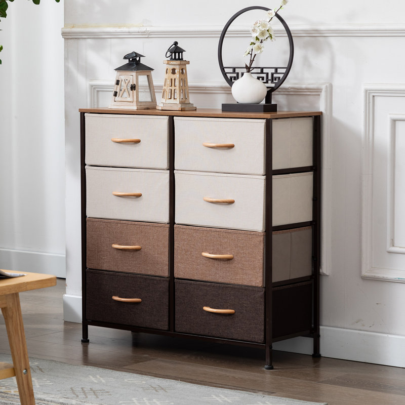 Commode 8 tiroirs Khosrov, Beige / Taupe / Brun