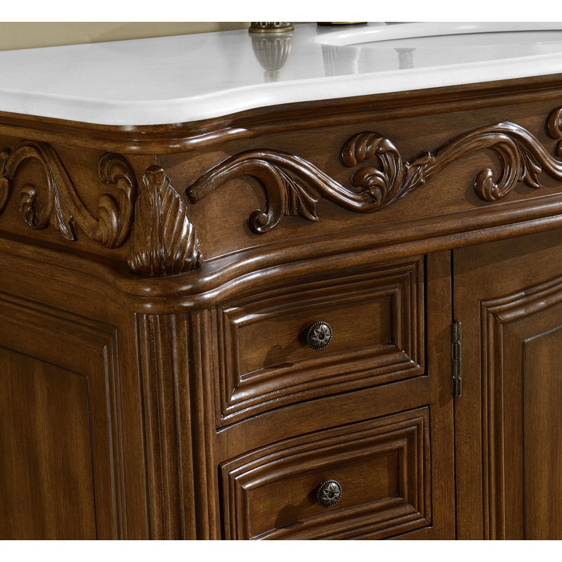 Ensemble de meuble-lavabo simple 48 po Aurillac, Teck, Blanc pur