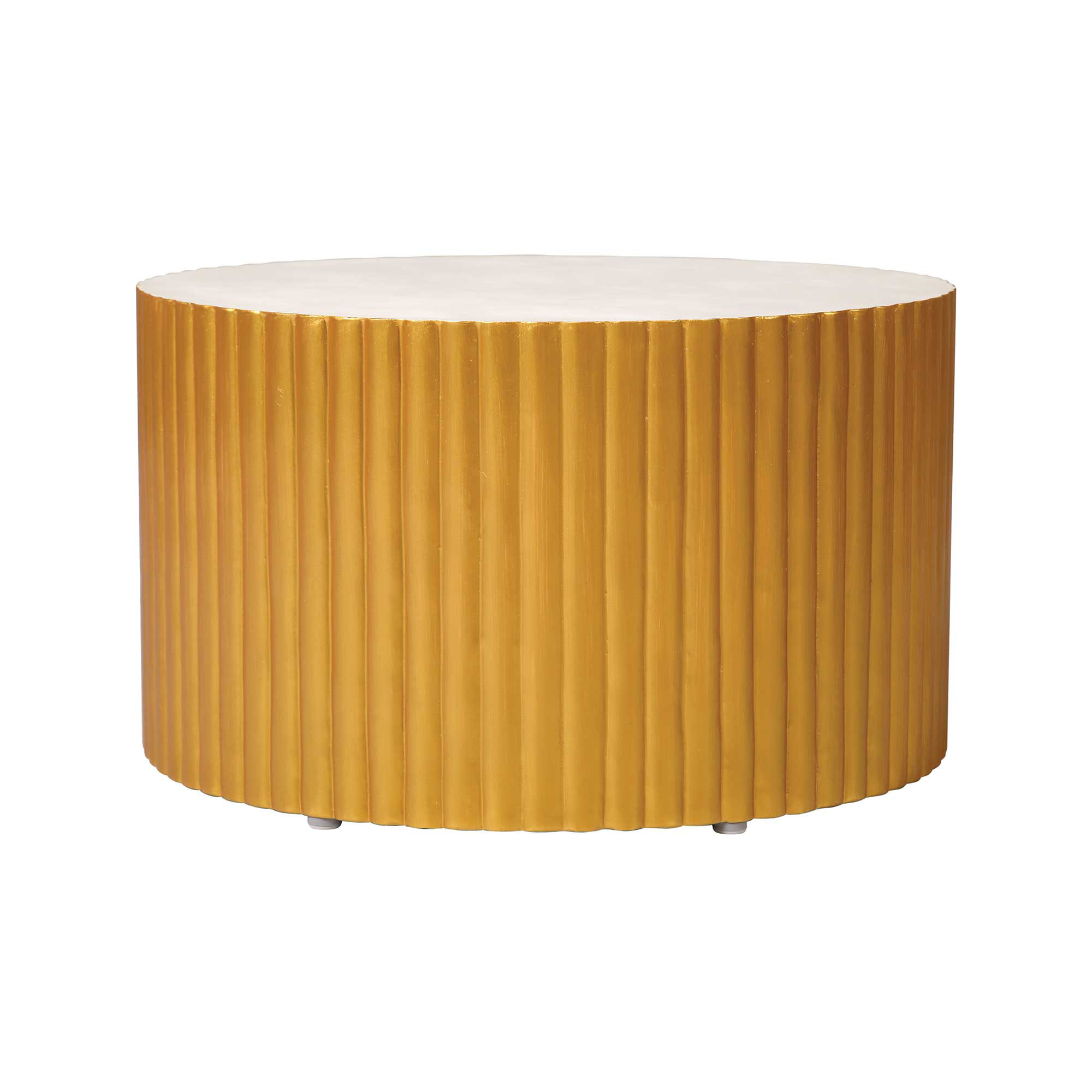Perpetual 26'' Concrete Outdoor Coffee Table, Ivory White/Gold