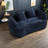 Compression Curved Dark Blue 2 Seat Sofas, Foam Spring Chenille, Modern Home