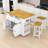Rolling Kitchen Island Set with Drop Leaf, 2 Bar Stools, Power Outlet, 2 Drawers and Door Racks-693635078
