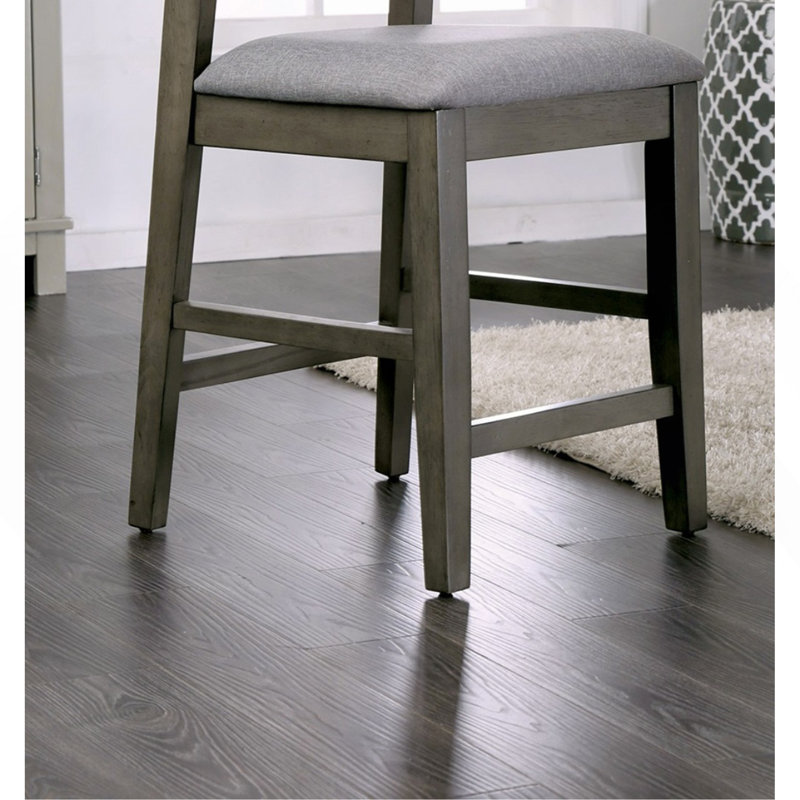 Ensemble de chaises de salle à manger grises à hauteur de comptoir rembourrées en tissu de 2 pièces