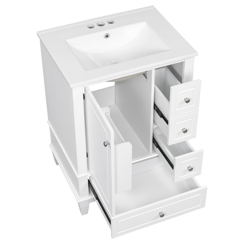 Meuble-lavabo 24 po avec comptoir en céramique, Blanc