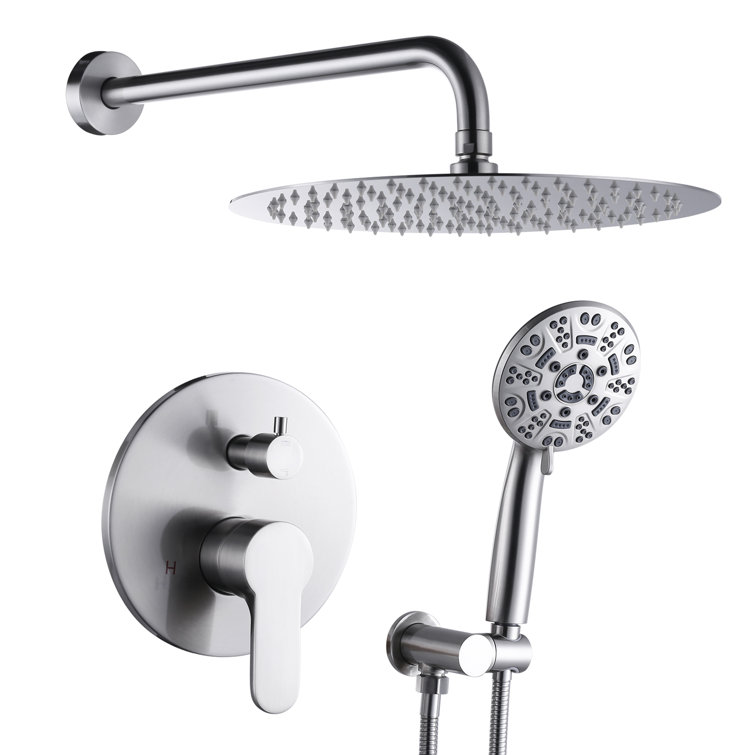 9-Spray Patterns With 1.8 Gpm 12 In. Wall Mount Shower System With Two Showerhead