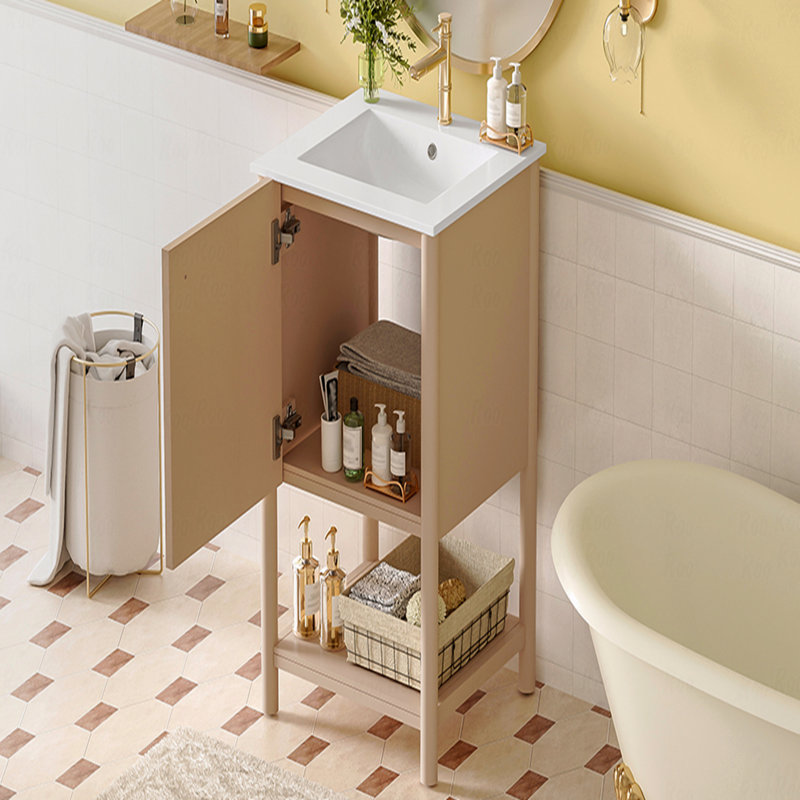 Meuble-lavabo autoportant de style français 20 po avec lavabo en céramique et porte à fermeture en douceur