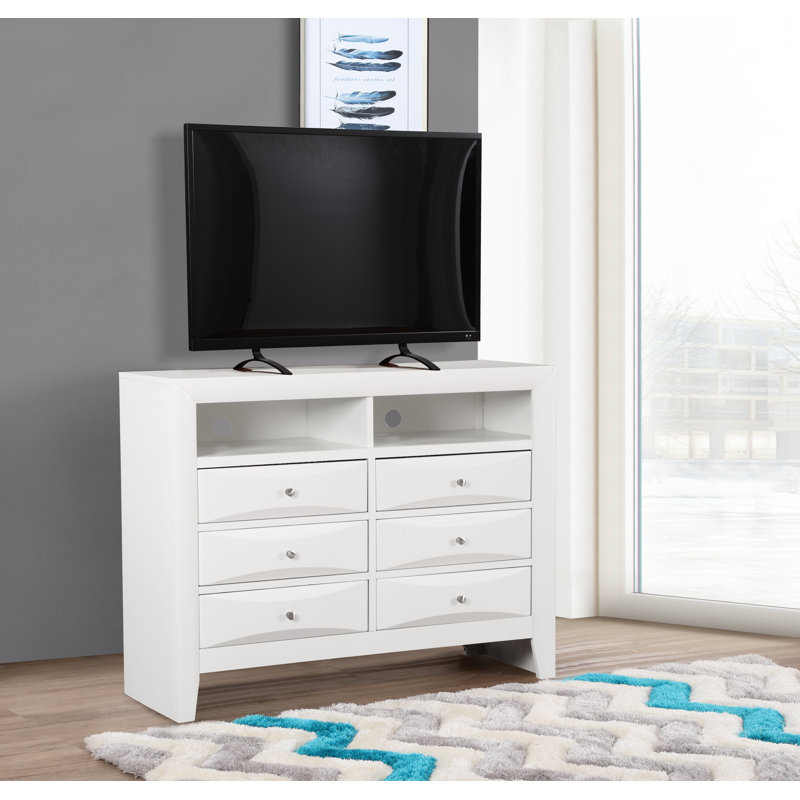 Commode média 6 tiroirs Marilla, blanc, Blanc