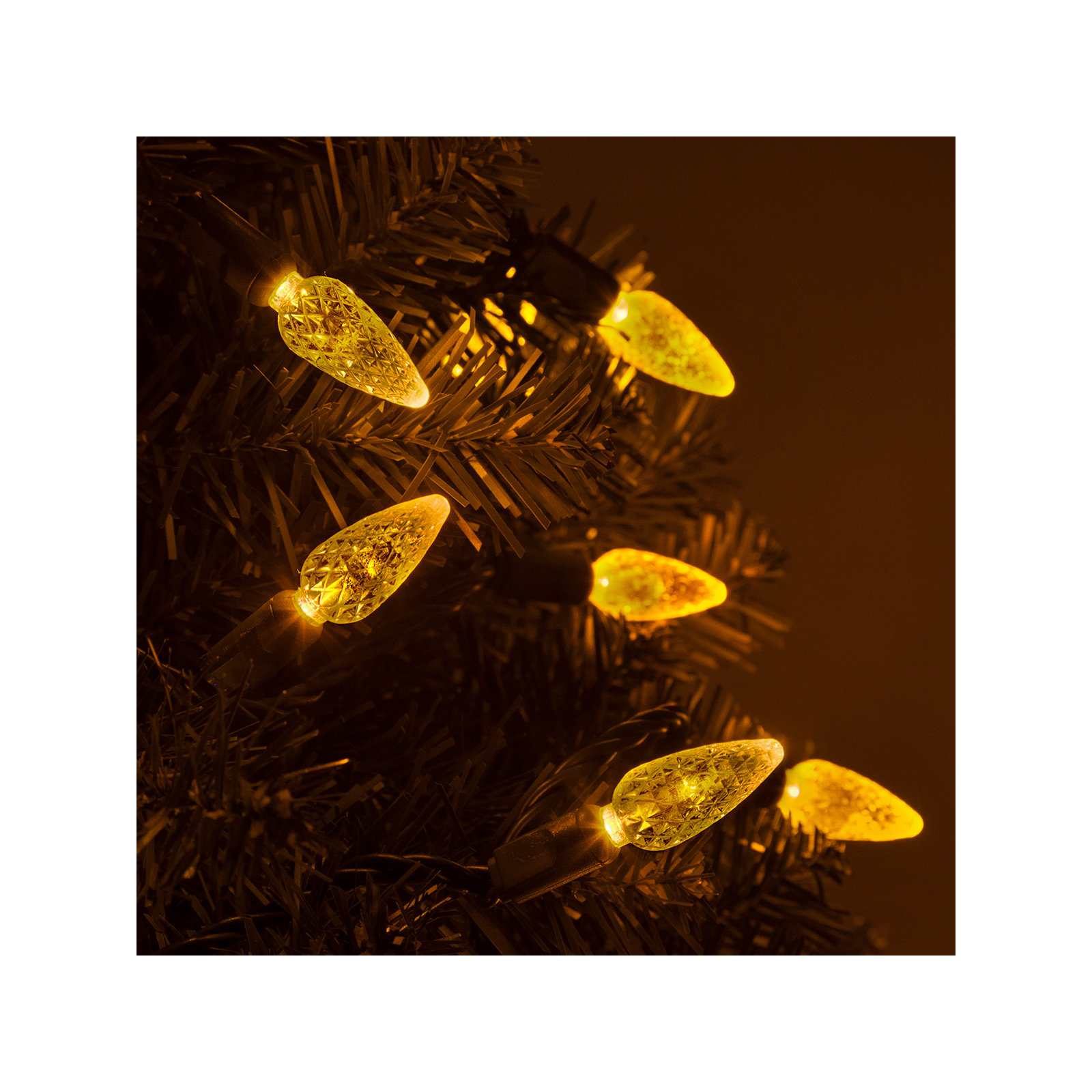 70 Light C6 LED Christmas String Lights, Gold
