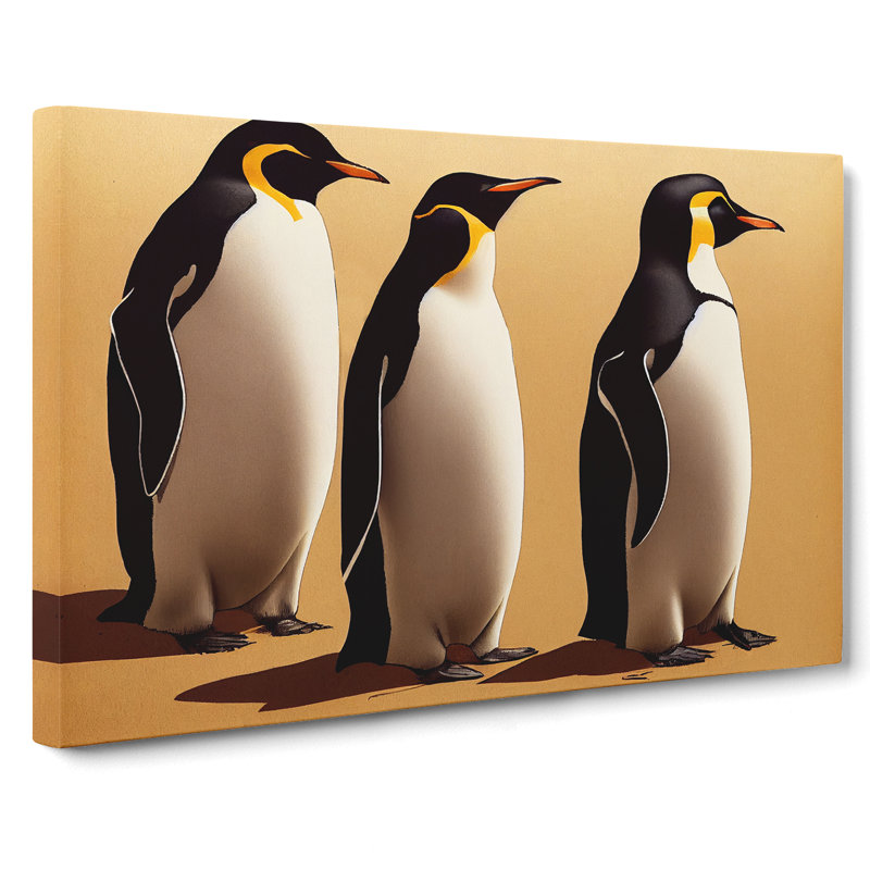 Trio Of Penguins - Wrapped Canvas, 35cm H x 50cm W x 3cm D