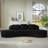 Elegant 4 - Seat Compressed Upholstered Curved Sectional , Black Corduroy, Spring Cushions, No Assembly, For Apartment Living Versatile Corduroy Packed Comfort, Adds Elegance To Rooms-181099765