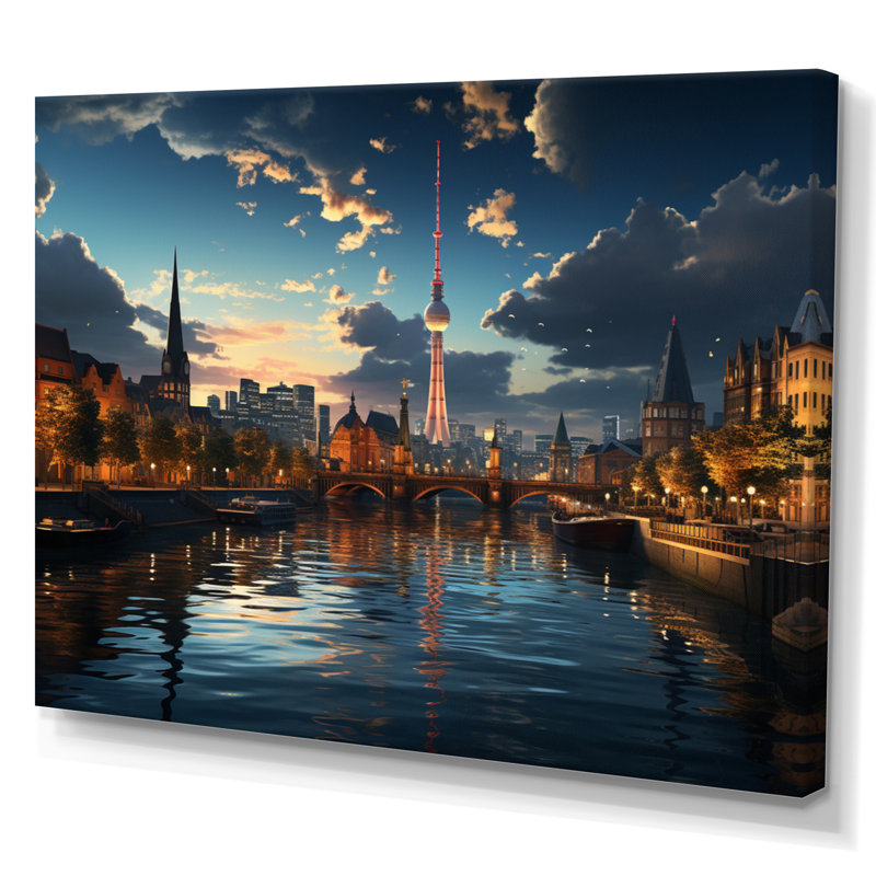 «Berlin Beautiful Cityscape Spot I - Berlin», reproduction d'art sur toile, H 24 po x l 32 po x P 1 po, Toile tendue