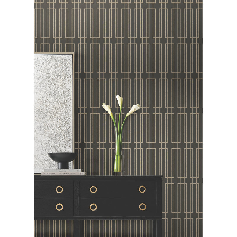 Candice Olson Geometric Shimmer Wallpaper Double Roll, Charcoal