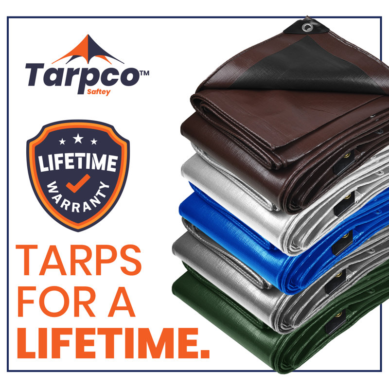 10 ft. x 10 ft. 14 Mil Heavy Duty Polyethylene Tarp, Waterproof, UV Resistant, Brown/Black