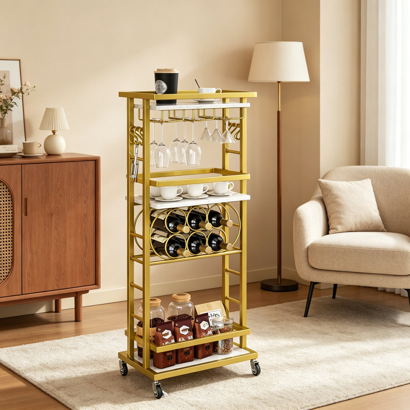 Wine Bottle & Glass Rack, Gold