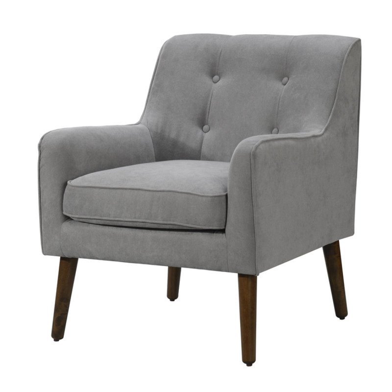 Ryder 25" Mid Century Modern Steel Woven Fabric Tufted Armchair, Light Gray