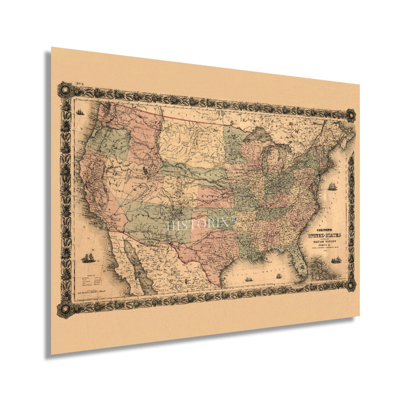 Carte militaire des États-Unis en 1861, H 18 po x l 24 po