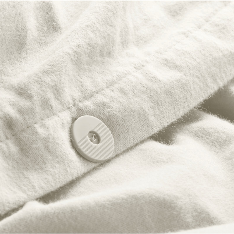 100% Cotton Flannel Duvet Cover Set, Cream, King Duvet Cover + 2 King Shams