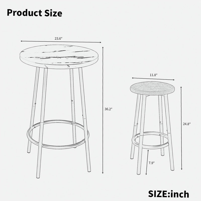 Ensemble de table de bar 3 pièces avec 2 tabourets de bar - table de pub moderne
