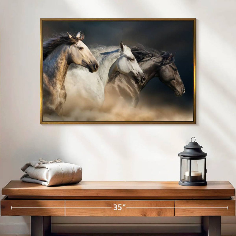 Chevaux magnifiques, Cadre flottant doré, 25 po x 17 po