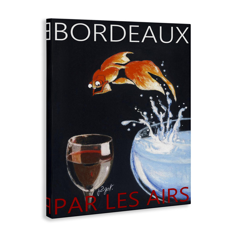 Art mural sur toile Bordeaux Goldfish Into Wine, design par Jean-Pierre Got, H 20 po x l 16 po