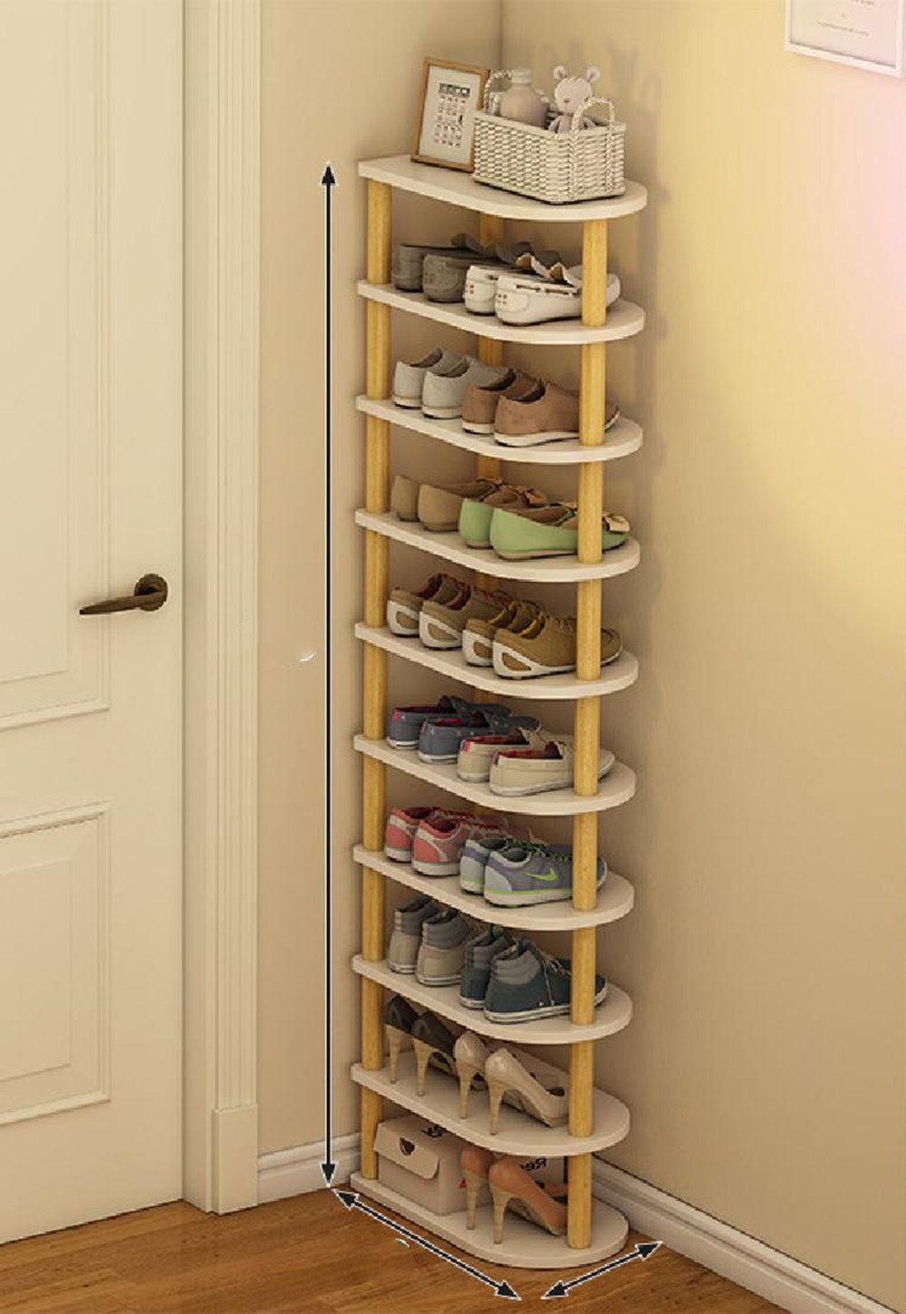 Ebern Designs 20 Pair Solid Wood Shoe Rack