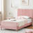 Twin Size Upholstered Platform Bed Frame Fo Children, Velvet Upholstered Platform Bed Frame With Headboard, With Headboard, Noise-Free-1081864115