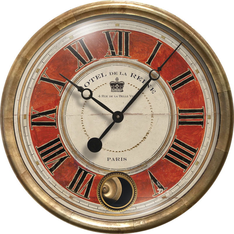 Horloge murale 14,5 po Hotel De La Reine, Rouge