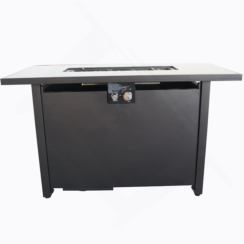Table de foyer d'extérieur en acier avec couvercle H 25 po x l 42 po