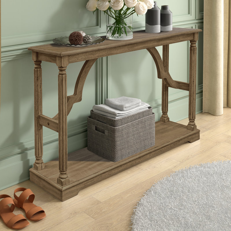 Allanton 45.9'' Solid Wood Console Table, Antique Oak
