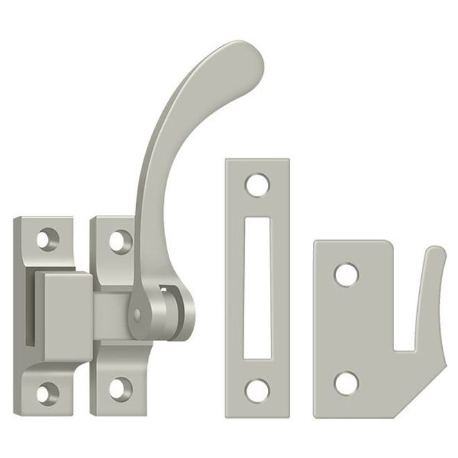 Serrure de fenêtre réversible pour fermeture de casse, Nickel brossé