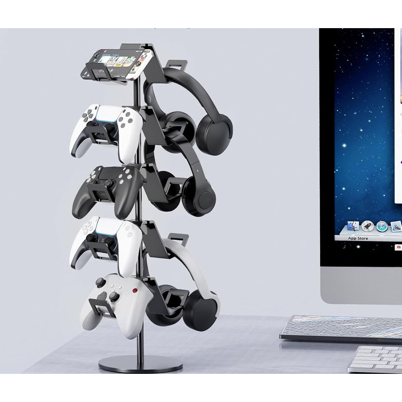 Controller Stand,5 Tier Controller Headphone Holder For Universal Headsets And Controllers,Black,1 Pack