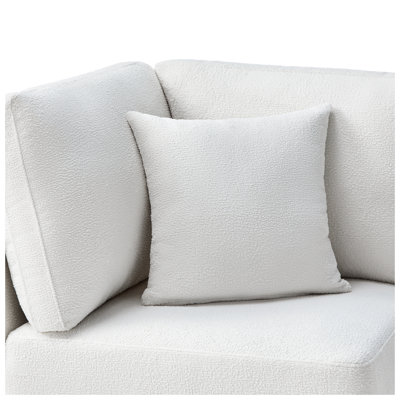 Fauteuil d'angle Chauncy - Ivoire, tissu de polyester haute performance, accoudoirs carrés, siège d'appoint pour salon ou appartement