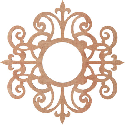 16"OD x 5 1/4"ID x 3/8"T Dijon Wood Fretwork Pierced Ceiling Medallion, Raw MDF