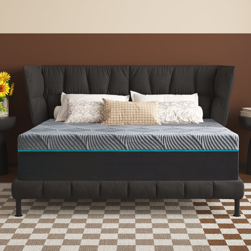 Matelas en mousse viscoélastique gélifiée 14 po avec renforts mi-ferme, matelas dans une boîte, Lit double