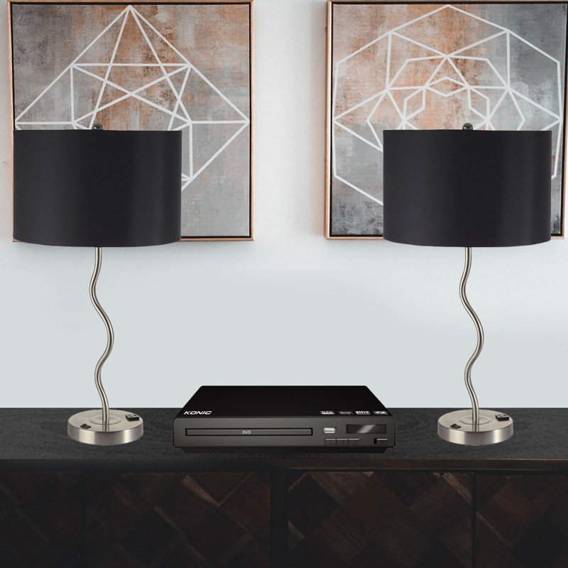 Lampe de table argentée avec oulet 28 po Warrnambool, Noir