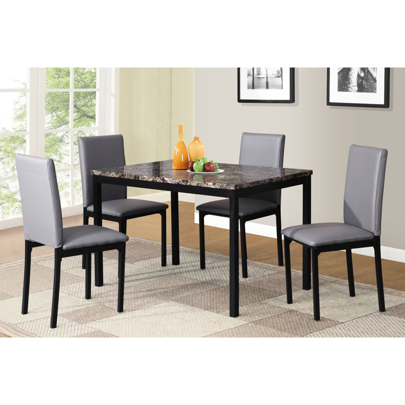Chaises de salle à manger avec cadre en métal gris et similicuir, de 4 - Collection Graceful Option