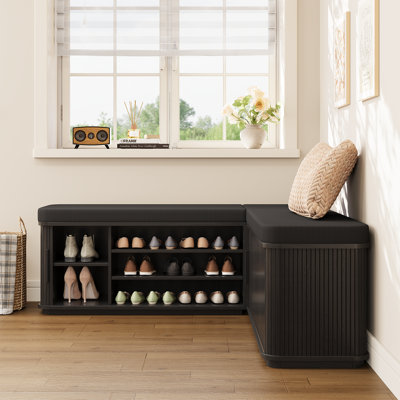 L-Shape Shoe Bench with Cushion