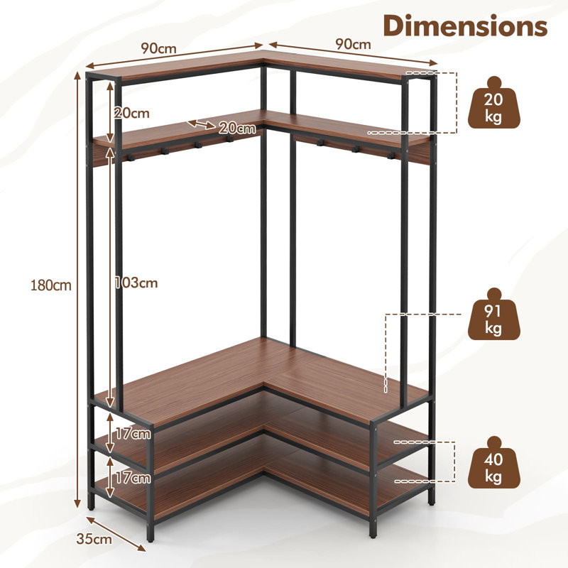 90cm Clothing Rack, Brown/Black