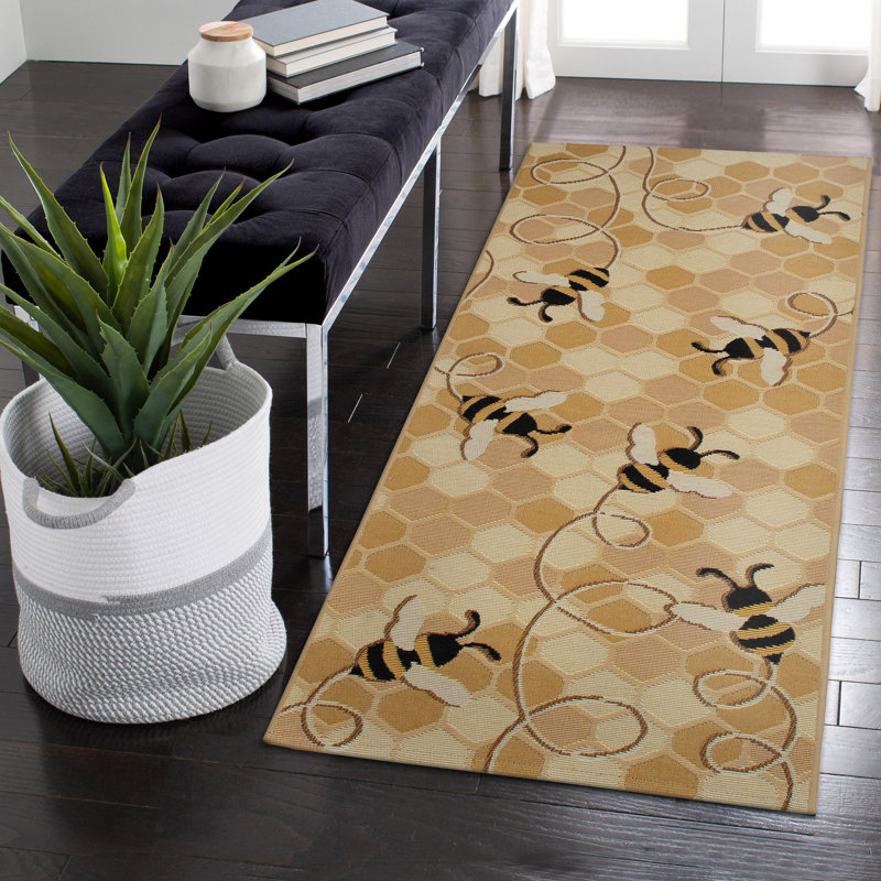 Tapis de cuisine Gemmenne, Tapis de couloir 1 pi 11 po x 4 pi 11 po, Honey/Gold/Yellow