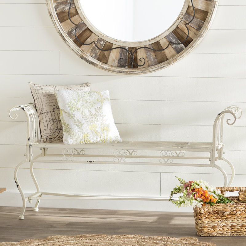 Banc de jardin en fer Beelu, Blanc antique