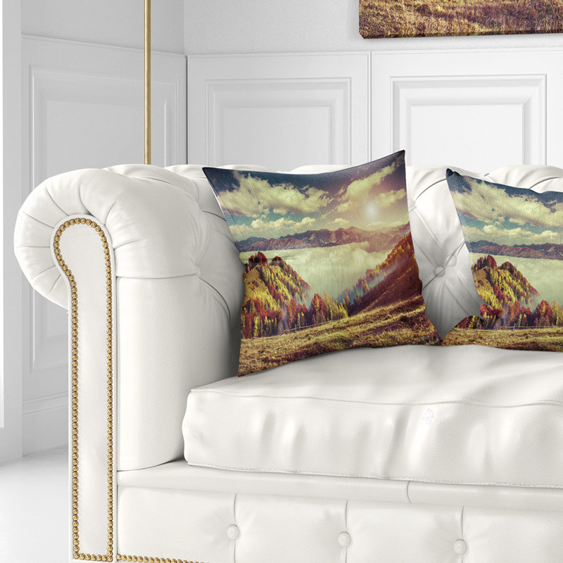 Coussin décoratif à montagnes photo, 18 po x 18 po, Coussin décoratif