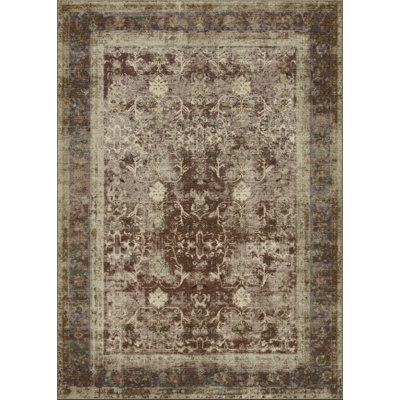 Machine Washable Vintage Area Rug - Soft Carpet with Non-Slip Backing for Living Room, Bedroom, Office,Red