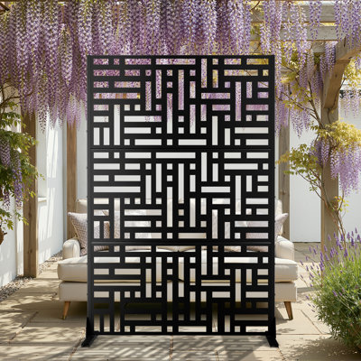 Metal Privacy Panel Set, 4’W x 6’H – Freestanding or Wall-Mount, Outdoor Privacy Screen for Indoor & Outdoor Use