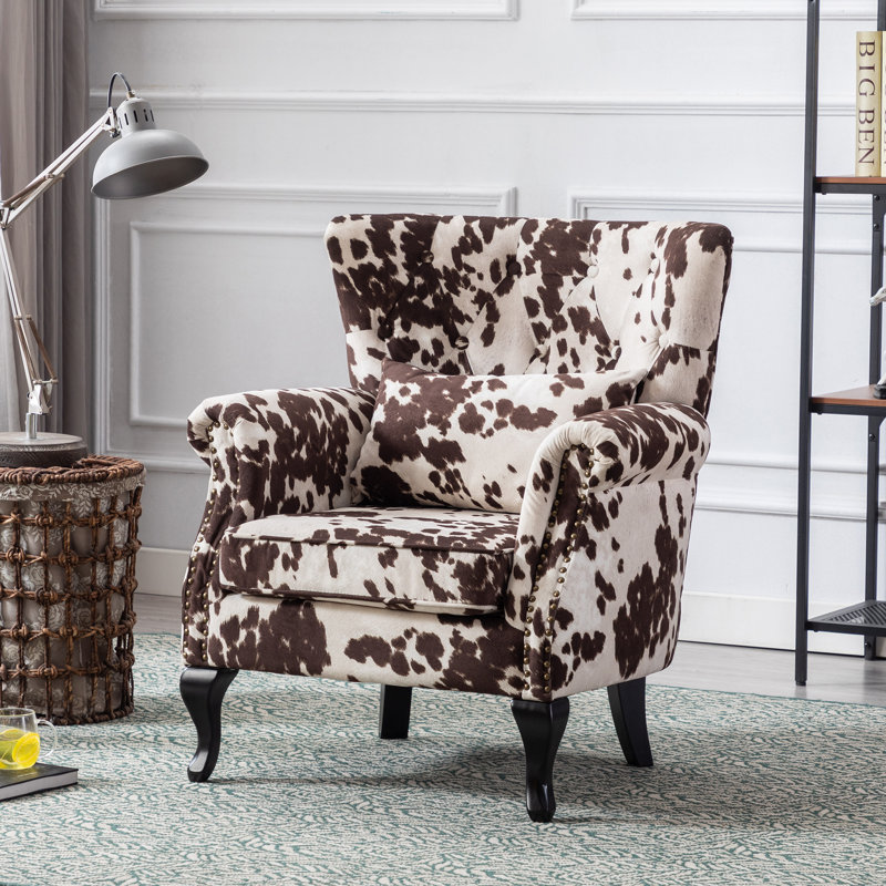 Kimmie Upholstered Club Chair, Cow Velvet
