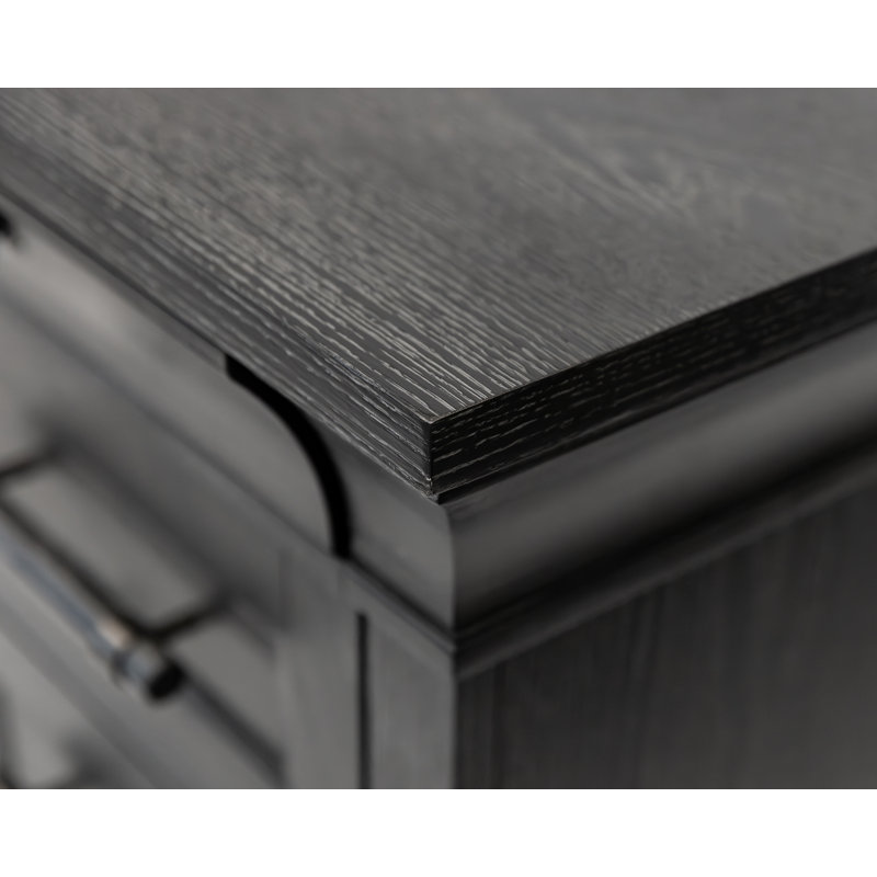 Traditional Executive Wood Double Pedestal L-Desk, Corner Desk, Office Table, Black, Black